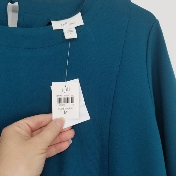 J.Jill Peacock Blue, Bell Sleeved Dress - Lovely, Tasteful Cut & Drape -M - Picture 5 of 6